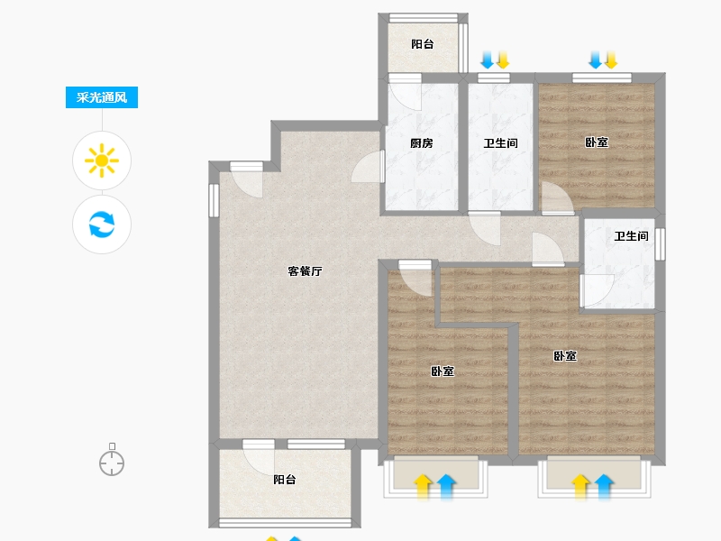 山东省-烟台市-烟台开发区万达广场-101.00-户型库-采光通风