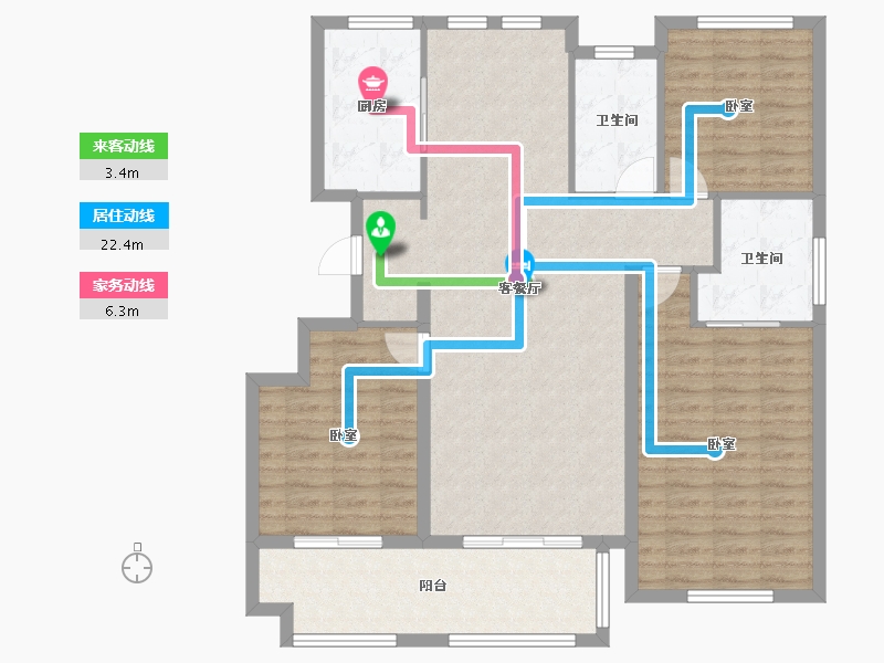 山东省-潍坊市-恒信绿城·百合花园-114.74-户型库-动静线