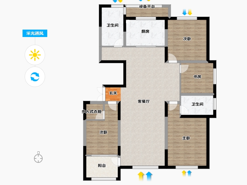 山东省-淄博市-原山天颐-128.00-户型库-采光通风