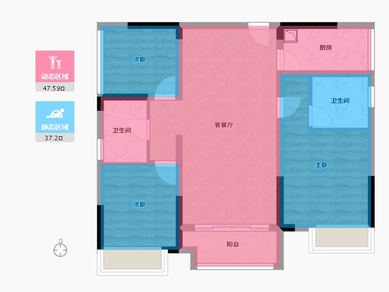 湖南省-株洲市-伟大·云龙国际-74.90-户型库-动静分区