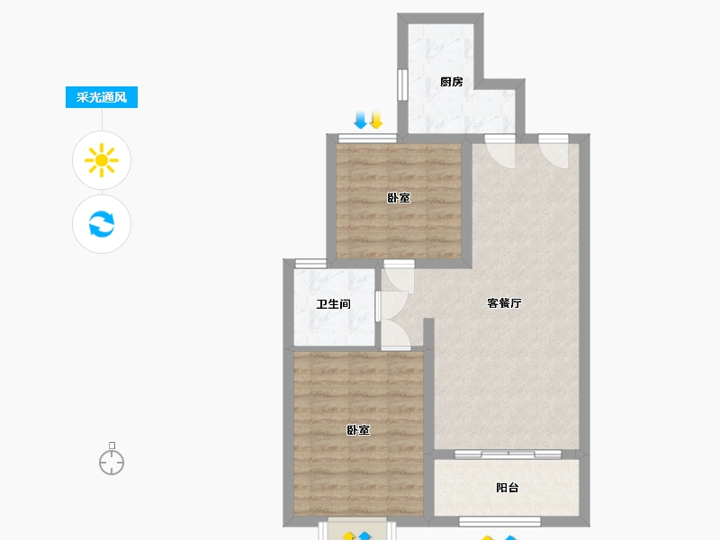 山东省-烟台市-红星国际广场住宅-67.43-户型库-采光通风