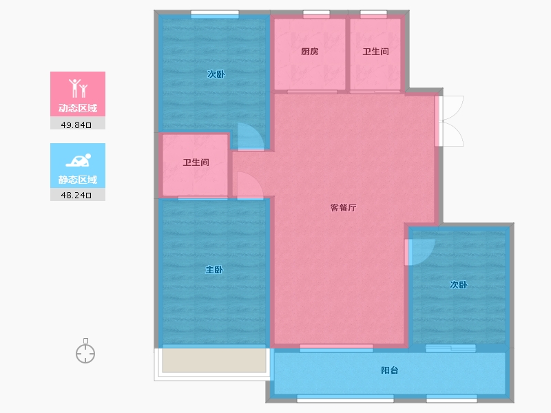 山东省-潍坊市-恒信宝通御园-88.76-户型库-动静分区