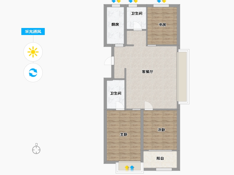 山东省-潍坊市-邦泰郡王府东郡-81.44-户型库-采光通风