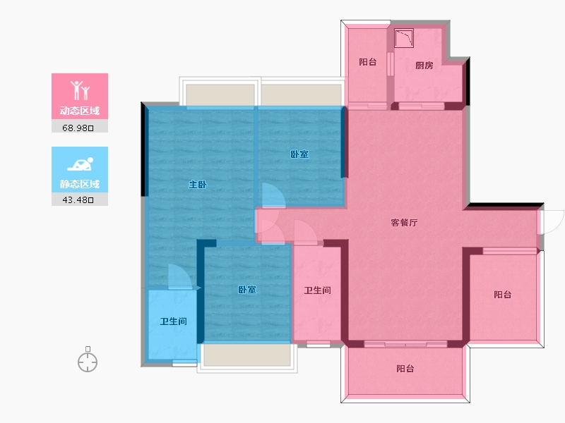 广东省-惠州市-鑫月广场天钻-100.27-户型库-动静分区