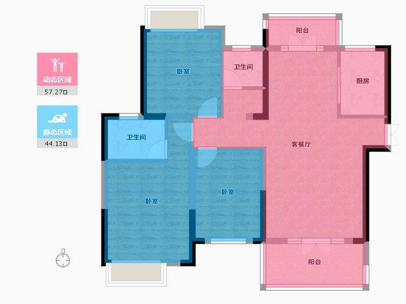 湖北省-黄冈市-晶帝学府世家-90.34-户型库-动静分区