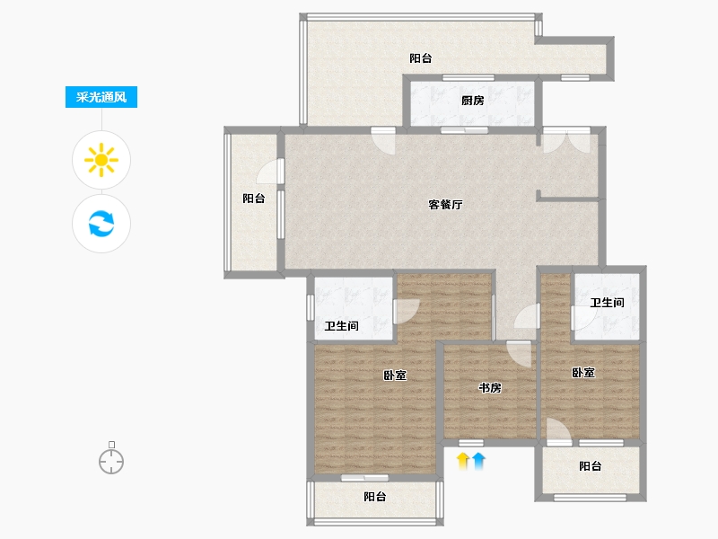 山东省-烟台市-十里洋房-160.78-户型库-采光通风