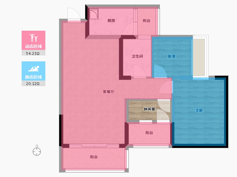 广东省-广州市-碧桂园城市花园-68.35-户型库-动静分区