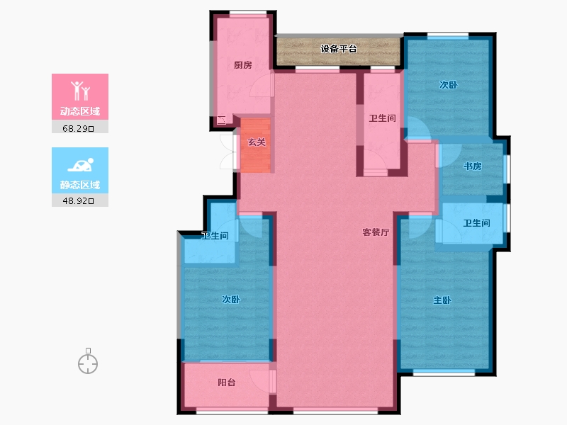 山东省-淄博市-原山天颐-107.82-户型库-动静分区