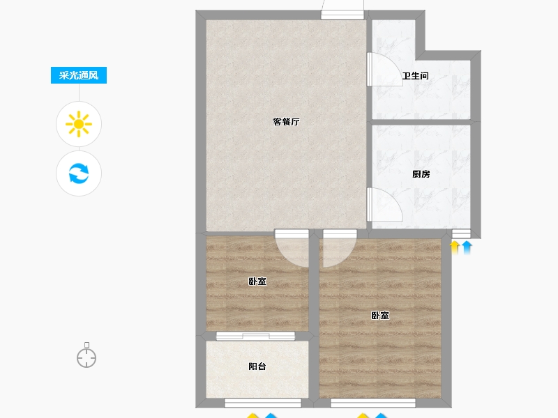 山东省-潍坊市-朝阳锦园-58.50-户型库-采光通风