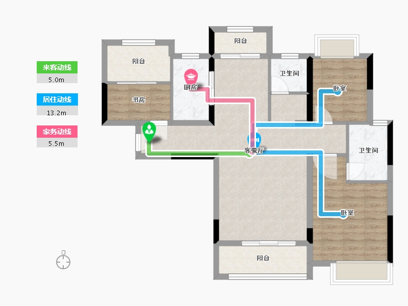 湖北省-宜昌市-巴黎香颂-86.93-户型库-动静线