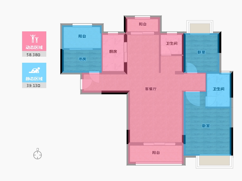 湖北省-宜昌市-巴黎香颂-86.93-户型库-动静分区