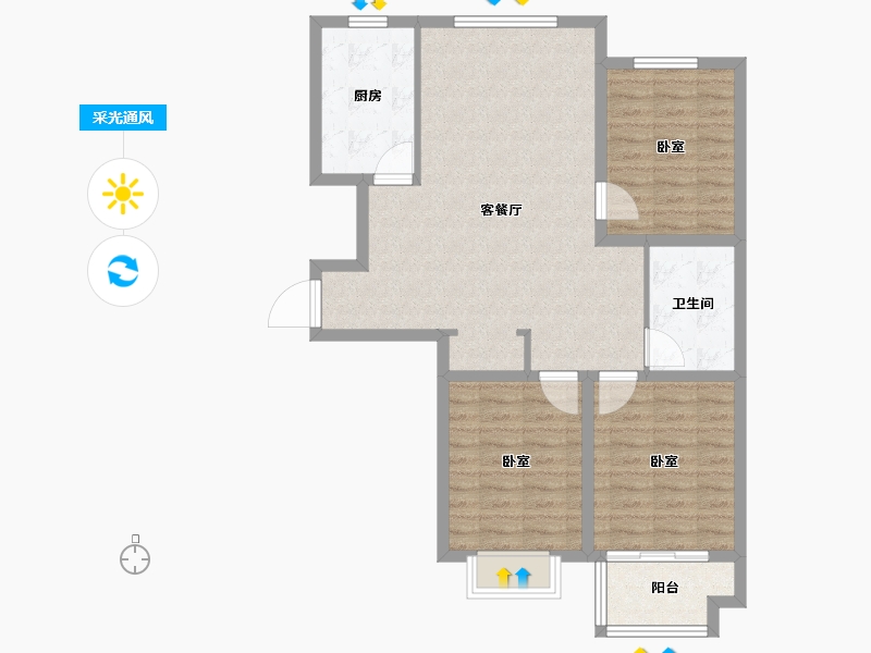 山东省-潍坊市-平安四季城-89.40-户型库-采光通风