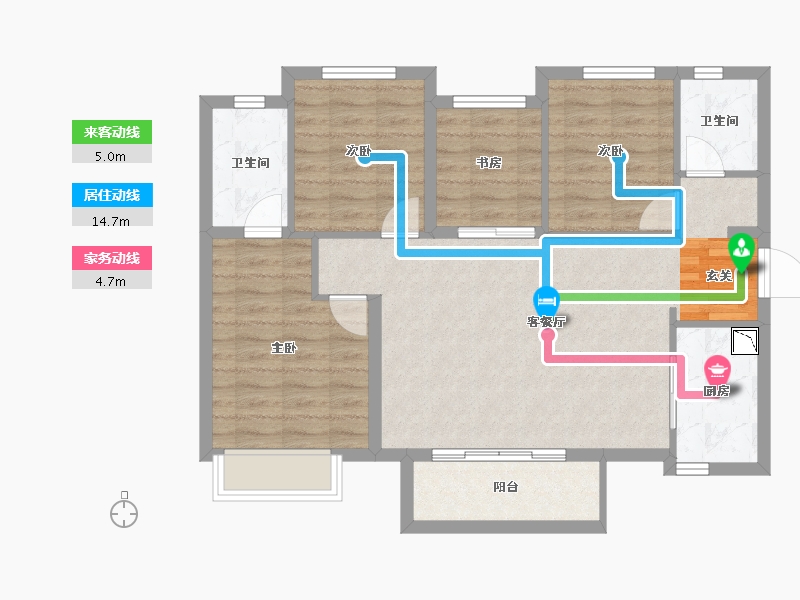 湖南省-长沙市-万科金色梦想-86.03-户型库-动静线