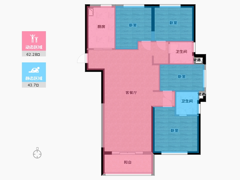 湖北省-武汉市-万科保利联投理想星光-96.00-户型库-动静分区