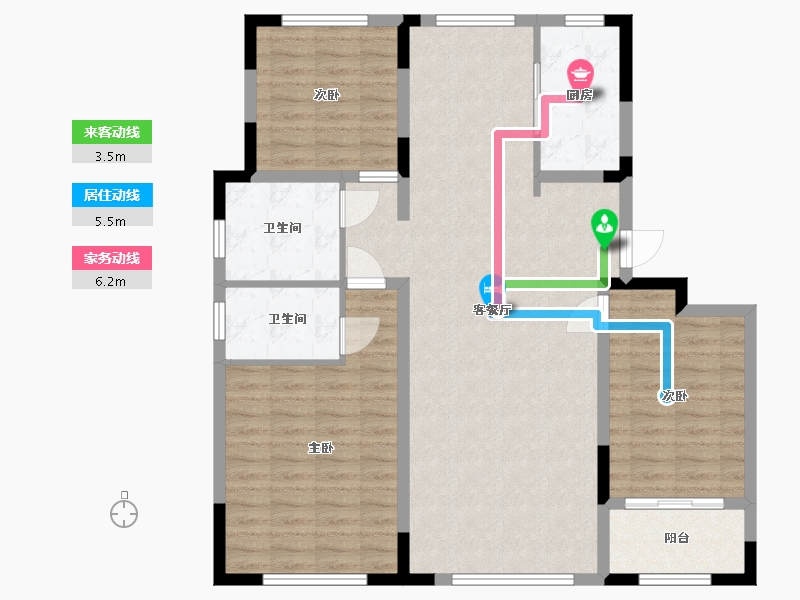 山东省-潍坊市-新嘉锦绣幸福里-106.40-户型库-动静线