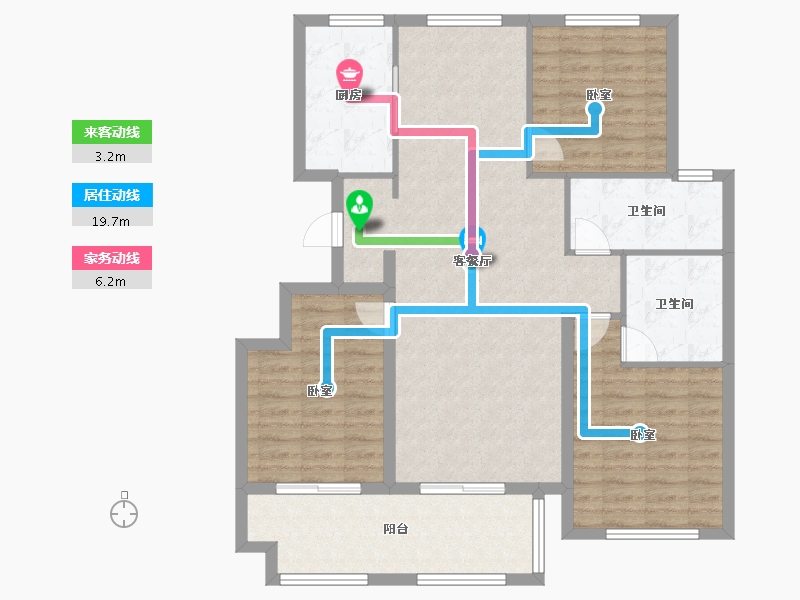 山东省-潍坊市-恒信绿城·百合花园-104.74-户型库-动静线