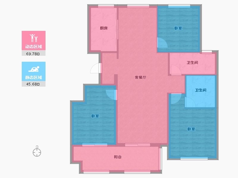 山东省-潍坊市-恒信绿城·百合花园-104.74-户型库-动静分区