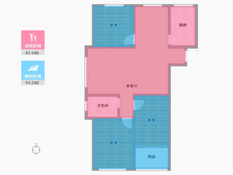 山东省-潍坊市-朝阳锦园-101.86-户型库-动静分区