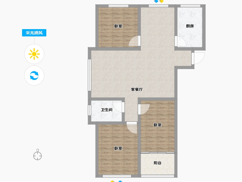 山东省-潍坊市-朝阳锦园-101.86-户型库-采光通风