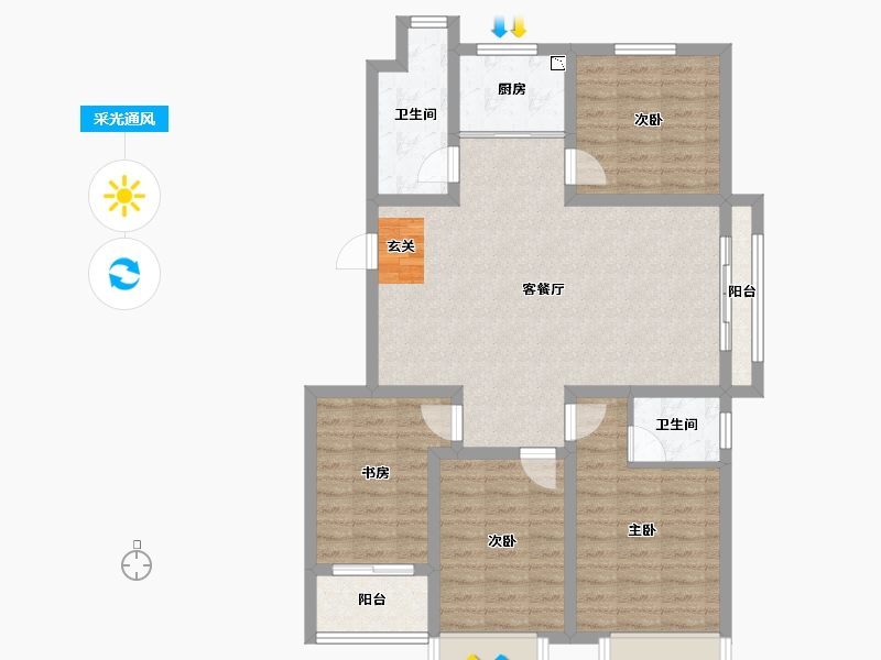 山东省-淄博市-柳泉悦府-98.21-户型库-采光通风