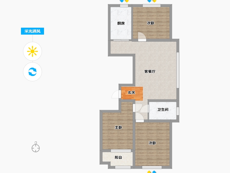 山东省-潍坊市-金鼎世家-84.00-户型库-采光通风