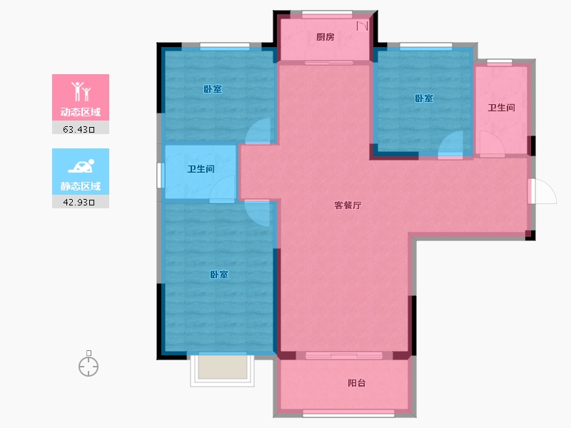 湖北省-孝感市-御颂新天地-96.18-户型库-动静分区