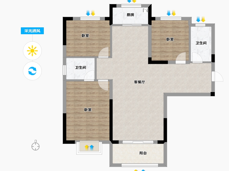 湖北省-孝感市-御颂新天地-96.18-户型库-采光通风