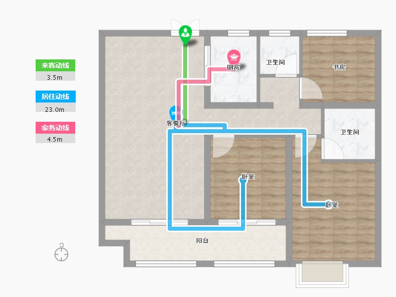 山东省-潍坊市-恒信•天悦-95.49-户型库-动静线