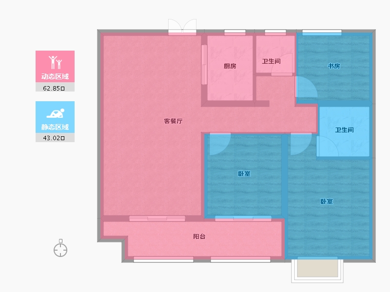 山东省-潍坊市-恒信•天悦-95.49-户型库-动静分区