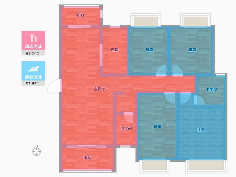 广西壮族自治区-贺州市-公园华庭-108.45-户型库-动静分区