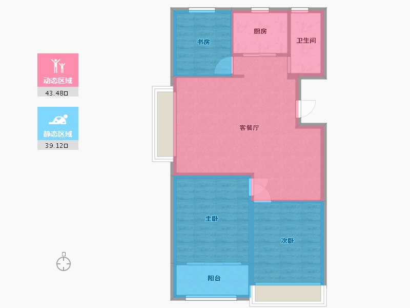 山东省-潍坊市-邦泰郡王府东郡-74.70-户型库-动静分区