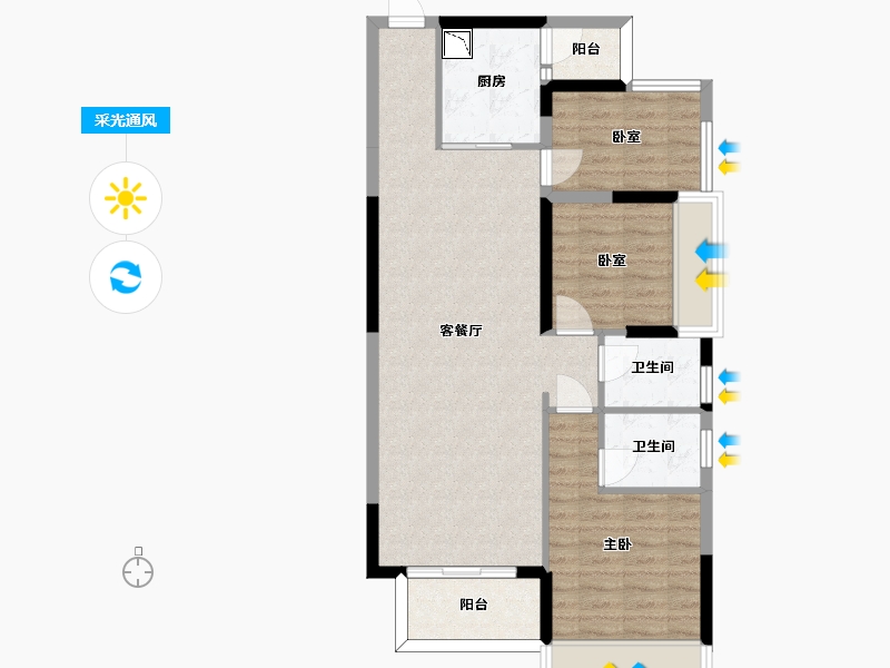 广东省-惠州市-鑫月广场天钻-81.92-户型库-采光通风