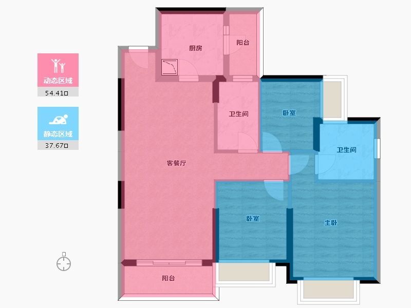 广东省-惠州市-惠东恒大雅苑-81.67-户型库-动静分区