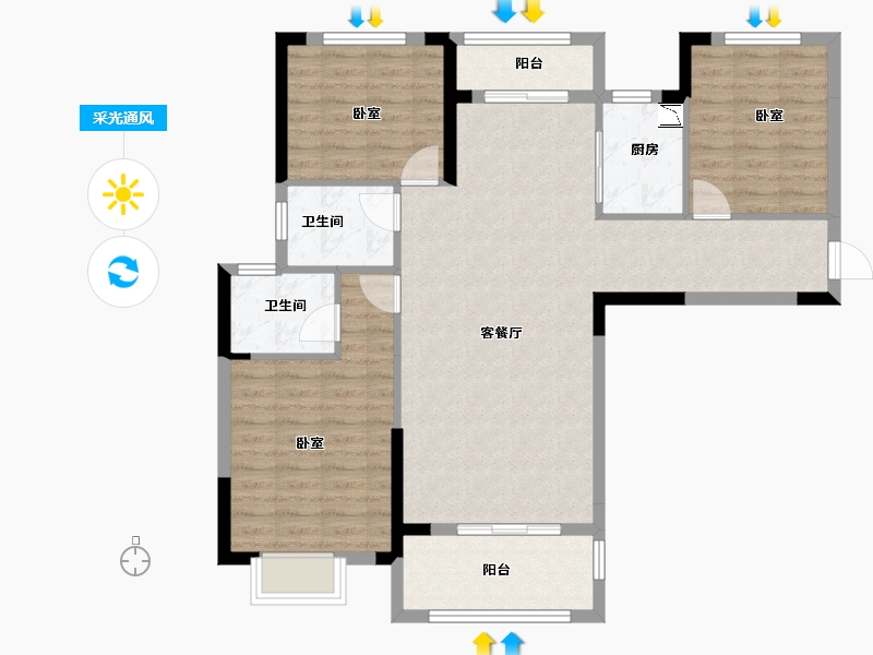 湖北省-孝感市-御颂新天地-97.35-户型库-采光通风