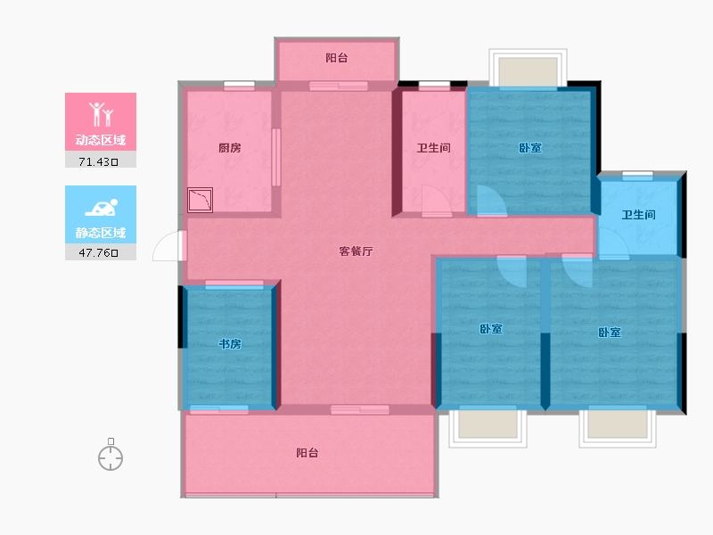 湖南省-株洲市-青龙湾中央学府-107.16-户型库-动静分区