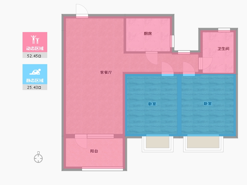 山东省-烟台市-烟台开发区万达广场-69.14-户型库-动静分区