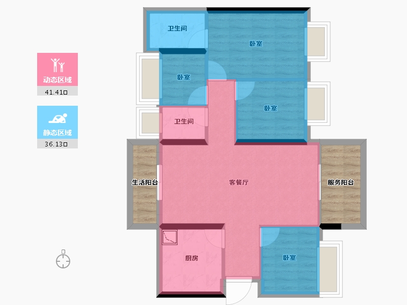 广东省-湛江市-建实帝景银湾-78.23-户型库-动静分区