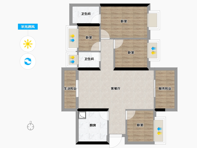 广东省-湛江市-建实帝景银湾-78.23-户型库-采光通风