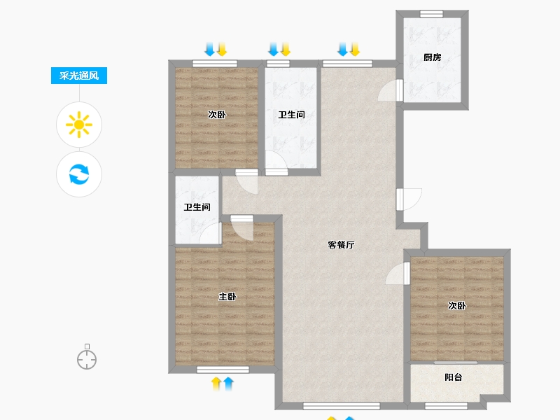 山东省-潍坊市-金鼎世家-110.40-户型库-采光通风