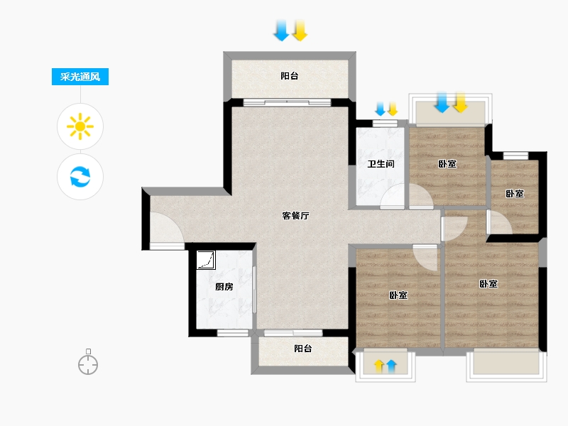 广东省-湛江市-吴川奥园冠军城-79.94-户型库-采光通风