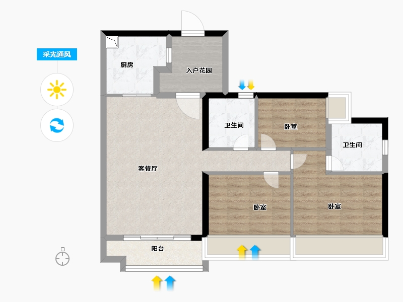 广东省-广州市-实地•广州常春藤-78.00-户型库-采光通风