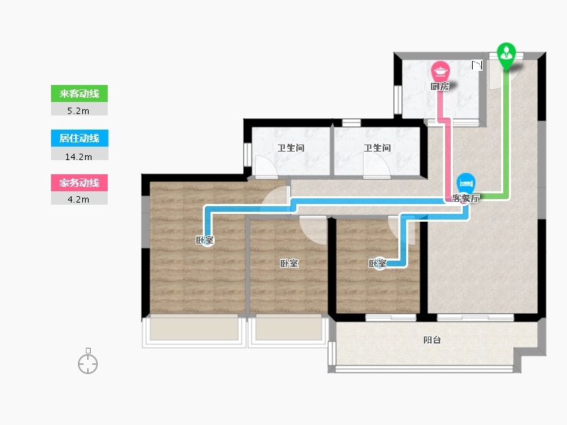 广东省-江门市-美的卓越公园天誉-84.00-户型库-动静线