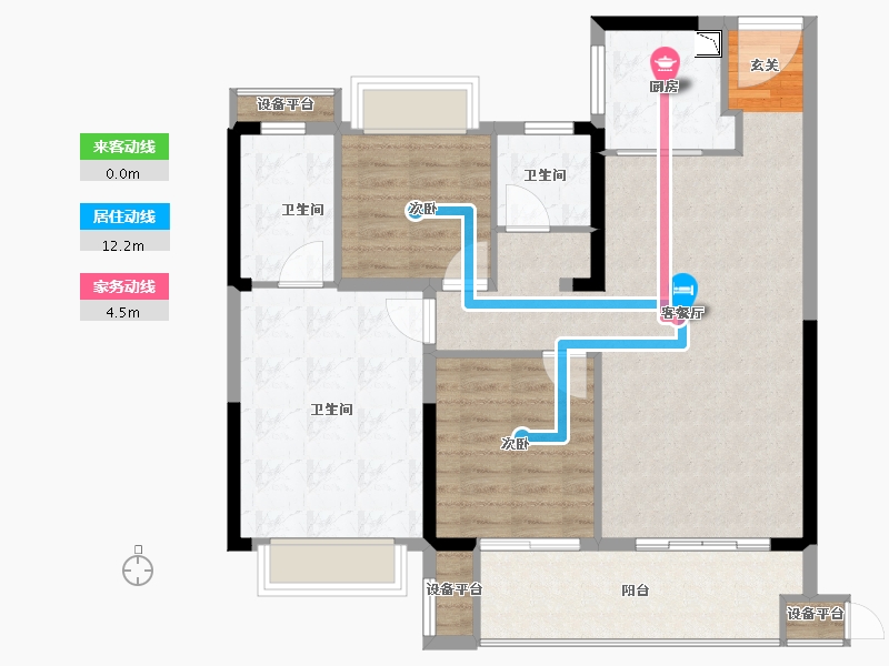 江苏省-常州市-牡丹和府住宅-96.75-户型库-动静线