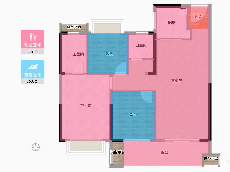 江苏省-常州市-牡丹和府住宅-96.75-户型库-动静分区