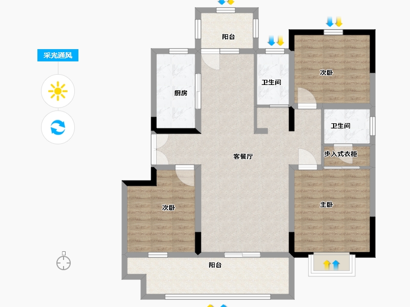 山东省-临沂市-致远沂河传奇-103.00-户型库-采光通风