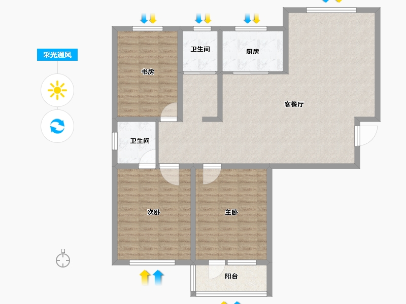 山东省-淄博市-冠博兰亭苑-115.00-户型库-采光通风