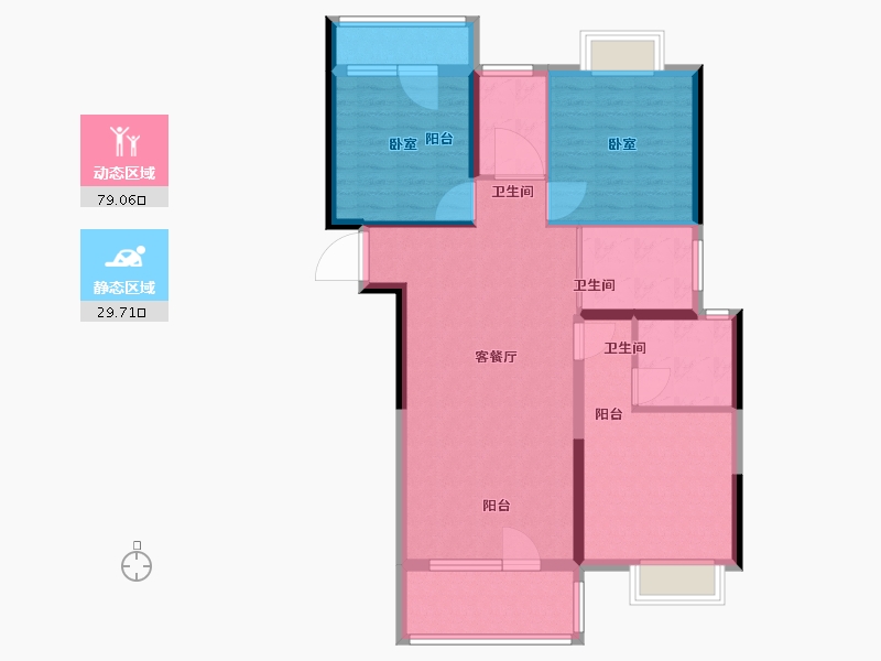 湖北省-黄石市-黄石当代满堂悦MOMΛ-98.00-户型库-动静分区