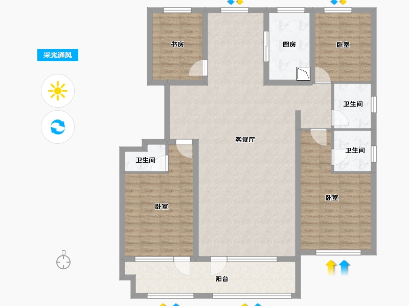 山东省-潍坊市-恒信绿城春风江南-136.38-户型库-采光通风