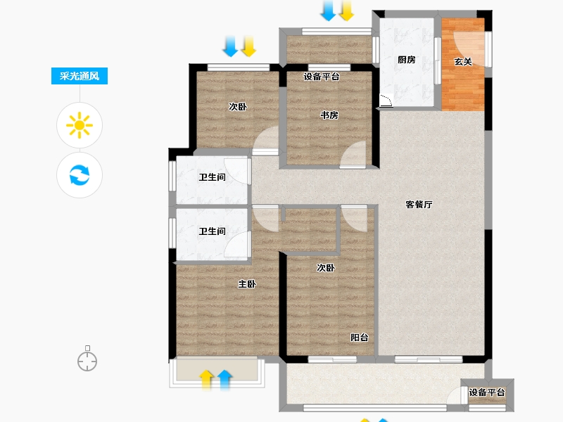 江苏省-常州市-金坛新城金郡-113.94-户型库-采光通风