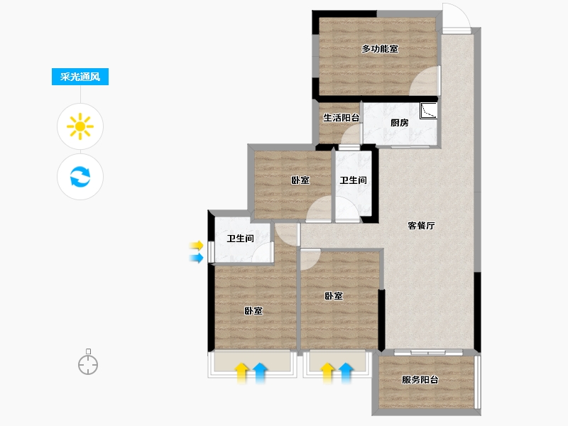 广东省-湛江市-建实帝景银湾-100.83-户型库-采光通风